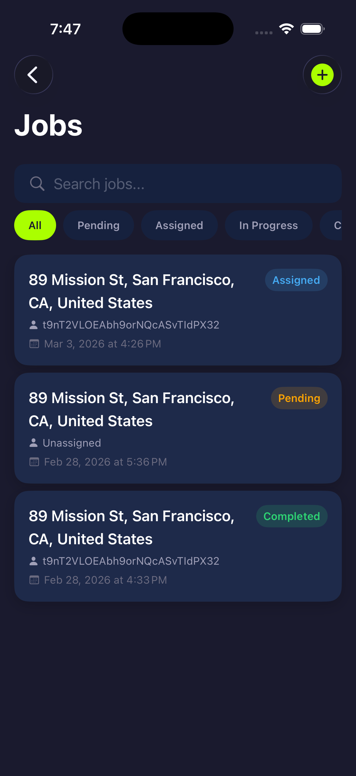 Jobs list