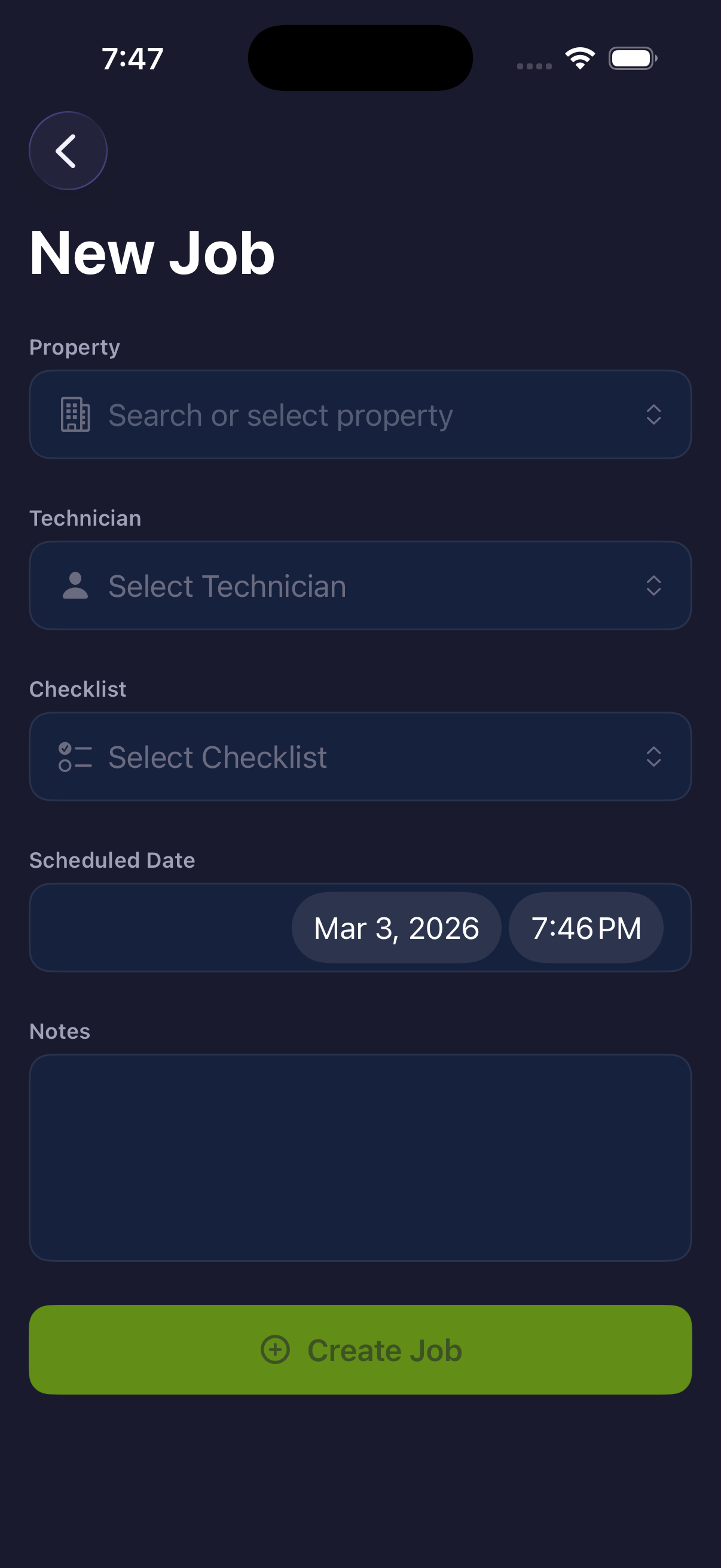 New job form